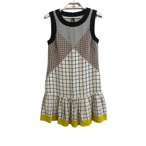 Trina Turk Silk Check Color Block Mini Dress